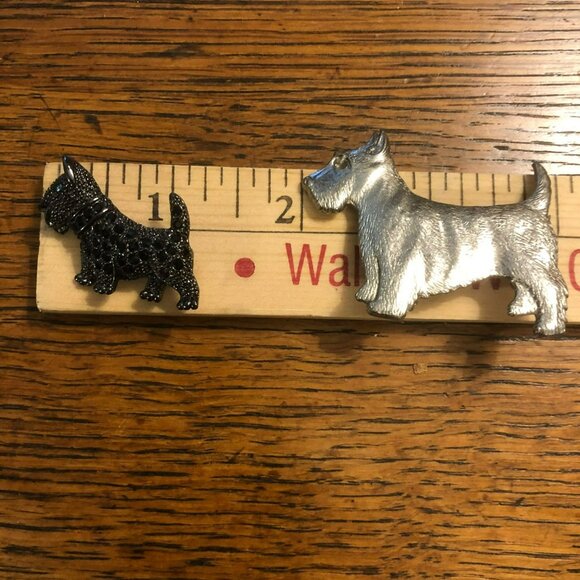 Pins Scottie Dog Black Rhinestone Silver Vtg Pin - Picture 6 of 6